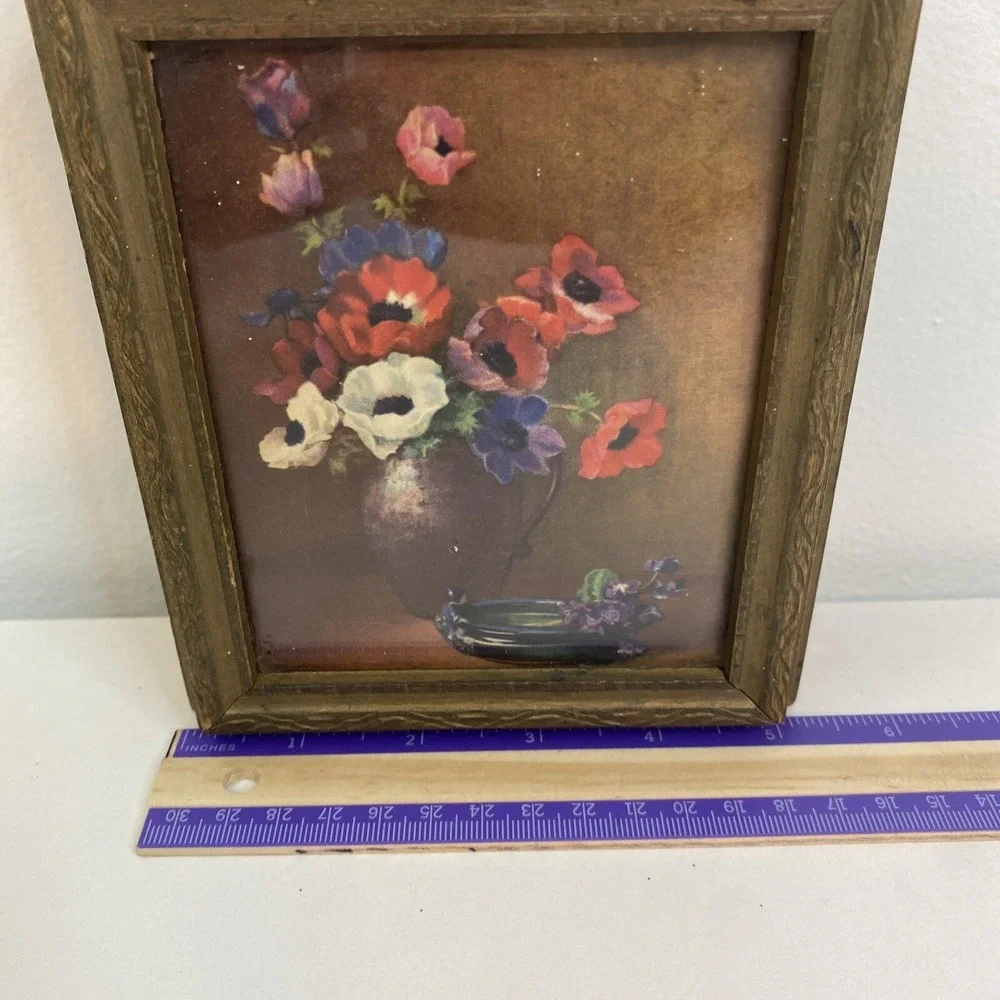 Vintage Wood Vanity Dresser Gold Jewelry Box Mirror 5x6